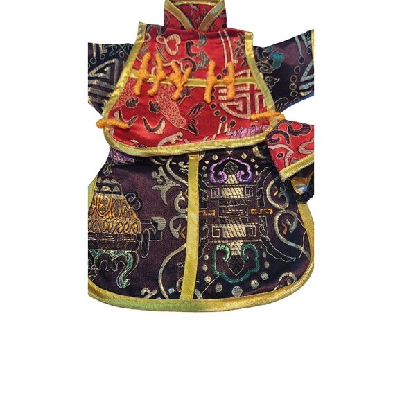 Wine Bottle Cover 3 piece set Hat Vest Kimono Red Black Silver Purple Gold Trim - Picture 4 of 8